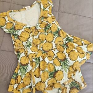 Kate Quinn Vintage pineapples ruffle wrapped skirted bodysuit
